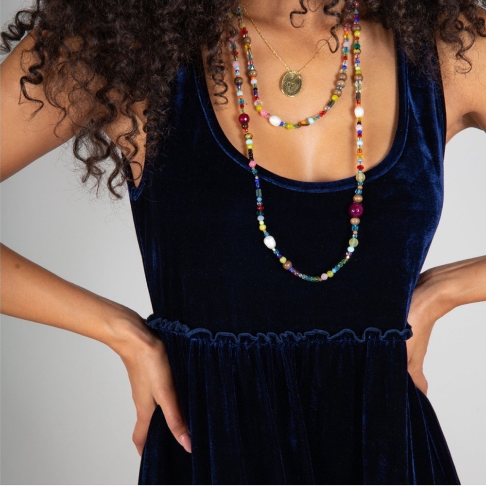 NWT Karlie Velvet Maxi Dress - Navy